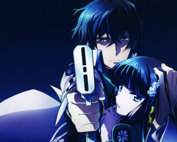 Обои картинки фото аниме, mahouka koukou no rettousei, пистолет, миюки, тацуми