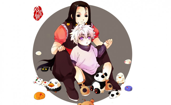 Обои картинки фото аниме, hunter x hunter, иллуми, киллуа, братья