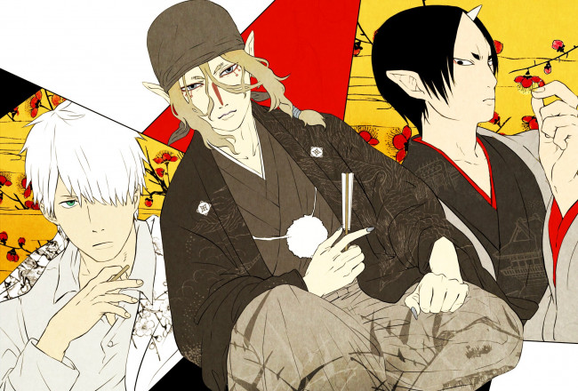 Обои картинки фото аниме, unknown,  другое, парни, разные, трио, арт