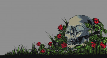 Картинка рисованное -+другое череп цветы
