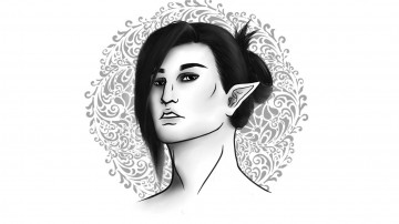 Картинка рисованное минимализм фон взгляд эльфийка