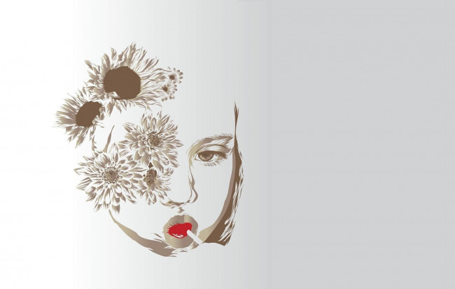 Обои картинки фото рисованное, минимализм, девушка, взгляд, фон