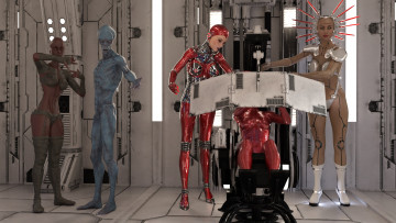 Картинка 3д+графика существа+ creatures девушки взгляд фон