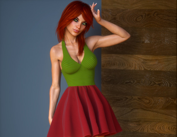 Обои картинки фото 3д графика, люди , people, фон, взгляд, девушка