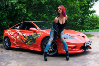 обоя автомобили, -авто с девушками, авто, девушка