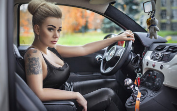 Картинка девушки -+блондинки +светловолосые fiat 500