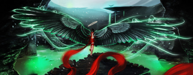 Обои картинки фото фэнтези, ангелы, крылья, фон, ребенок