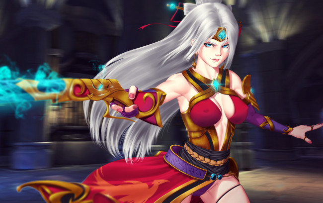 Обои картинки фото paladins champions of the realm, видео игры, paladins, фон, платье, взгляд, девушка