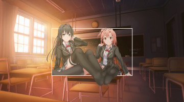 обоя аниме, oregairu, розовая, пора, моей, школьной, жизни, сплошной, обман