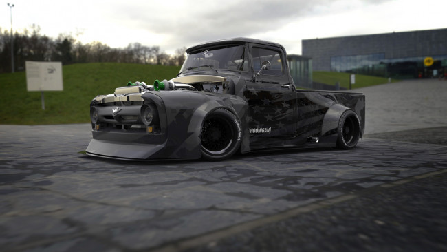 Обои картинки фото ford f100 1956 hoonigan edition, автомобили, 3д, ford, f100, 1956, hoonigan, edition