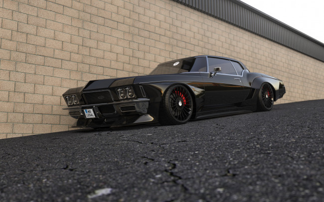 Обои картинки фото buick riviera 1972, автомобили, 3д, buick, riviera, 1972