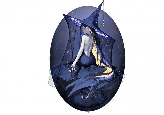 Обои картинки фото аниме, unknown,  другое , девушка, шляпа