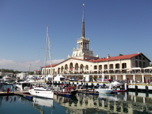 Картинка города сочи+ россия морской вокзал сoчи яхты причал рoссия