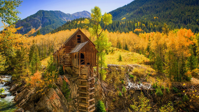 Обои картинки фото crystal mill, colorado, разное, мельницы, crystal, mill