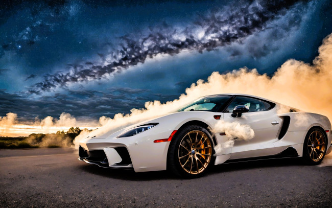 Обои картинки фото автомобили, 3д, белый, дым, облака
