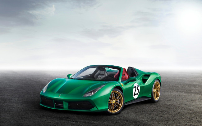 Обои картинки фото ferrari 488 spider the green jewel, автомобили, ferrari, зеленый, туман