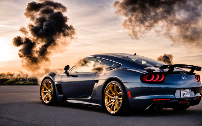 Обои картинки фото hennessey venom gt, автомобили, 3д, синий, дым