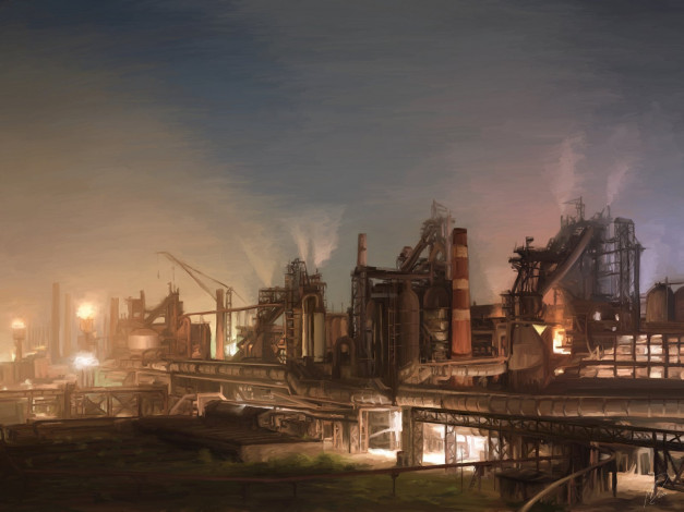 Обои картинки фото рисованные, города