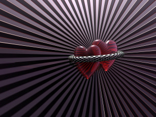 Картинка 3д графика romance сердечки лучи