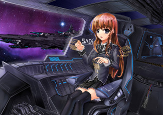 Картинка аниме weapon blood technology lita девочка корабль космос форма