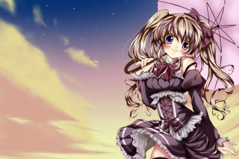 Картинка аниме *unknown другое зонт платье девушка