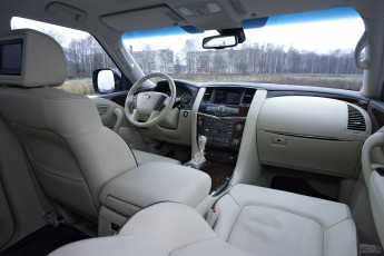 Картинка nissan patrol y62 автомобили интерьеры дерево интерьер кожа