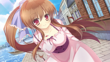 Картинка аниме mizu no miyako patisserie девушка платье бант шатенка