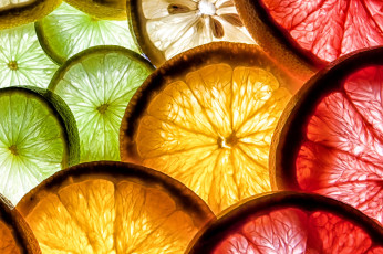 Картинка еда цитрусы дольки апельсин грейпфрут лайм