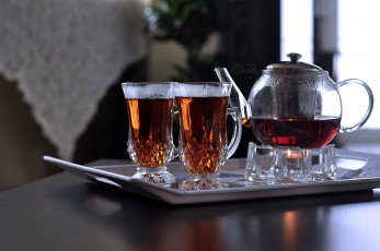 Картинка еда напитки Чай бокалы чай заварник