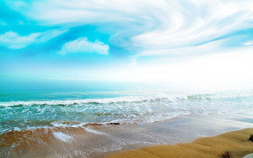 обоя природа, моря, океаны, кеан, свет, облака, волны, пляж