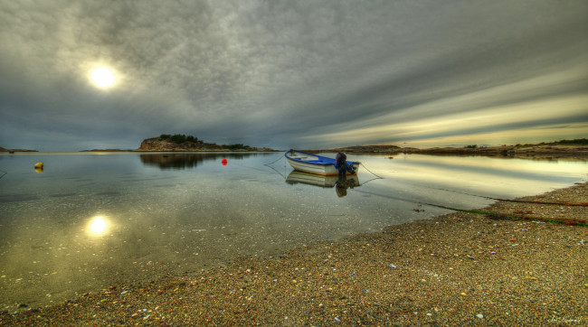 Обои картинки фото osso, sweden, корабли, лодки, шлюпки, лодка, луна, река