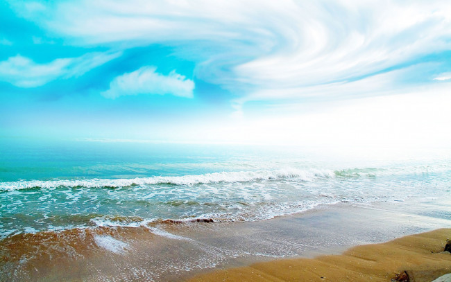 Обои картинки фото природа, моря, океаны, кеан, свет, облака, волны, пляж