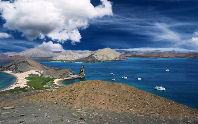 Обои картинки фото природа, побережье, океан, горы, острава, облака