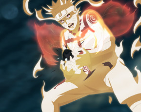 Картинка аниме naruto наруто узумаки бомба хвостатого режим кьюби сияние