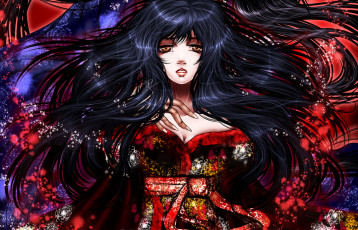 Картинка аниме inuyasha кимоно kagome девушка когти рука