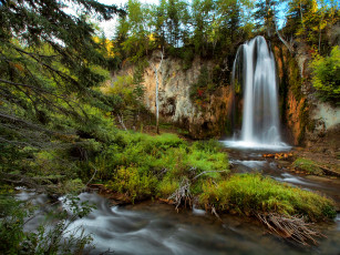 Картинка природа водопады лес водопад река