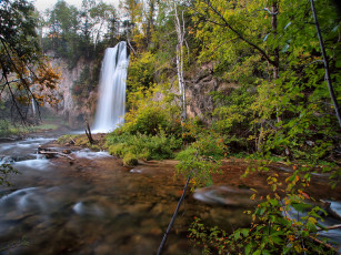 Картинка природа водопады лес водопад река