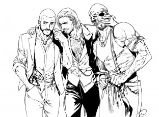 Картинка разное арты трио белый фон мужчины арт