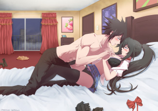 Картинка разное арты девушка взгляд фон кровать парень