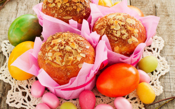 Картинка праздничные пасха easter cake eggs кулич выпечка яйца кексы