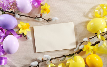 Картинка праздничные пасха flowers eggs easter нарциссы цветы яйца spring верба