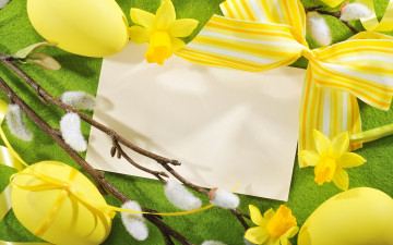 Картинка праздничные пасха spring flowers верба нарциссы цветы яйца eggs easter