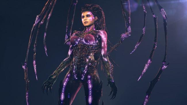 Обои картинки фото видео игры, starcraft ii,  heart of the swarm, sarah, kerrigan, starcraft, 2, zerg, queen, of, blades, fan, art