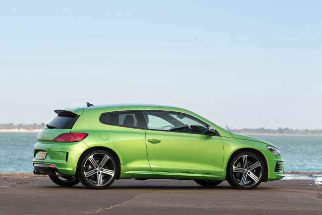 Обои картинки фото автомобили, volkswagen, uk-spec, scirocco, r, зеленый, 2014г