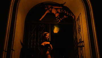 Картинка 3д+графика фантазия+ fantasy оружие фон взгляд девушки