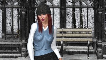 Картинка 3д+графика люди+ people девушка взгляд фон