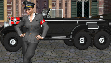 Картинка 3д+графика люди-авто мото+ people-+car+ +moto автомобиль фон девушка взгляд