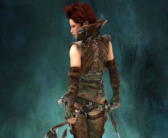 Обои картинки фото 3д графика, фантазия , fantasy, оружие, фон, девушка, взгляд