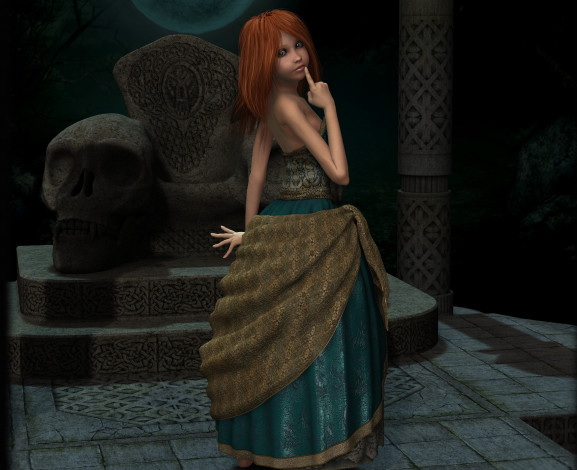 Обои картинки фото 3д графика, фантазия , fantasy, девушка, фон, взгляд