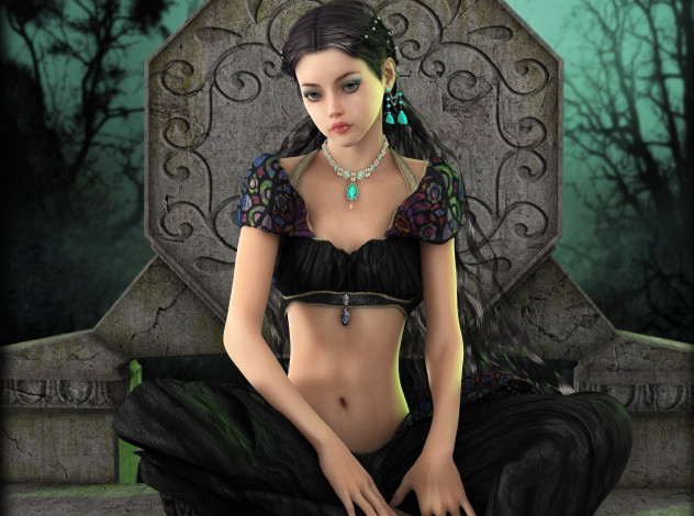 Обои картинки фото 3д графика, люди , people, девушка, взгляд, фон